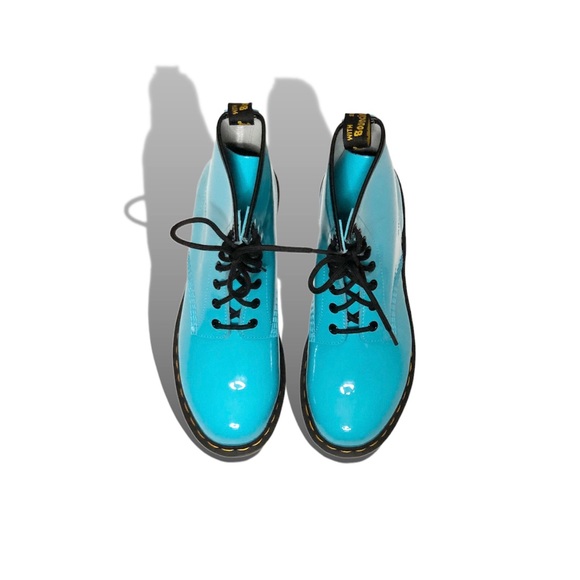 Free People x Dr. Martens 1460 Pascal Patent Leather Boots Turquoise $140 - Picture 3 of 16